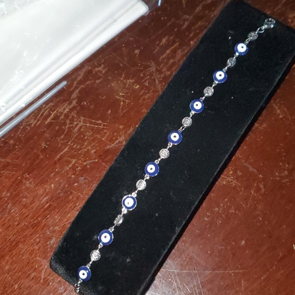 Evil eye bracelet metal/glass